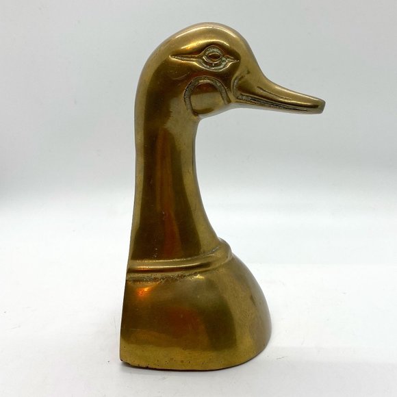 VINTAGE Brass Book End Duck Head